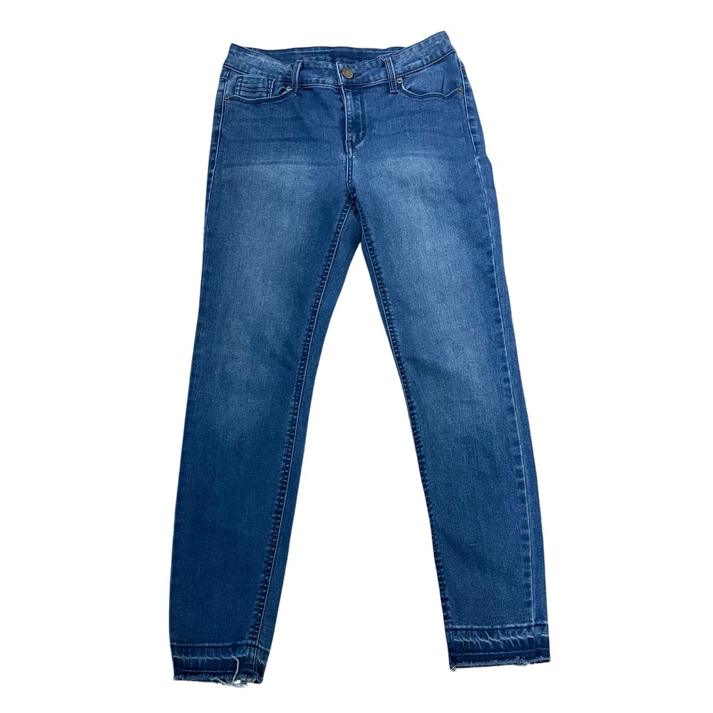 Kenneth Cole Skinny Jeans Medium Wash Raw Hem Released Detail Size 26‎